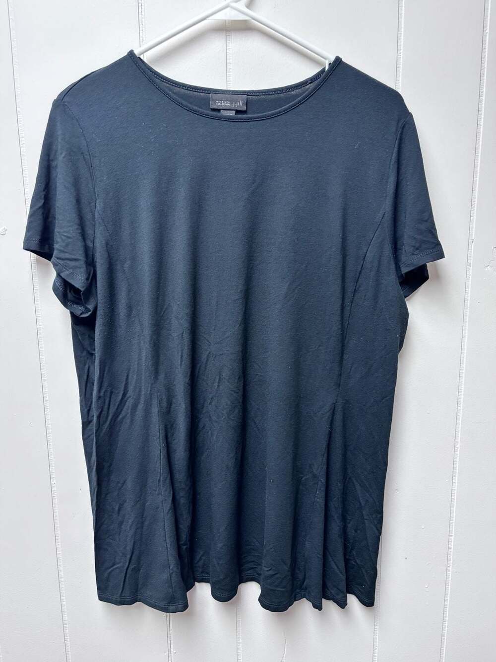 J.Jill Wearever Collection Black Short Sleeve A-Line Tee Shirt Size L